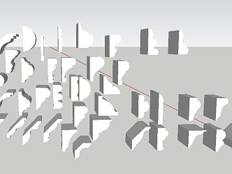 European-style corner line indoor gypsum line 3d model