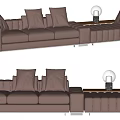 Modern Brown Sectional Sofa With Plush Cushions And Side Table 3d model
