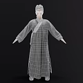 Man In Traditional Chinese Gray Robe And Hat With Arms Outstretched