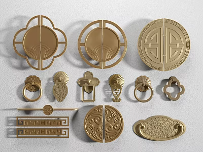 Chinese Style Handle Brass Handle Drawer Handle Wardrobe Handle Classical Cabinet Door Handle 3d model