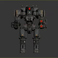 Futuristic Sci-Fi Mech Warrior With Gray Armor Red Sensors And Weaponized Arms