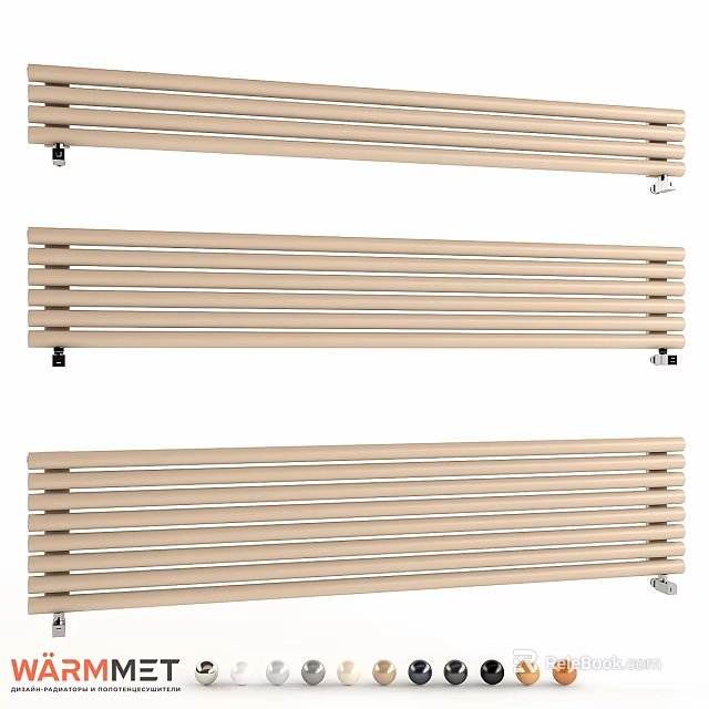 Three Light Colored Horizontal Slat Radiators For Home Heating Use 3d model 