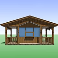 Rustic Wooden House Exterior Featuring Gabled Roof Front Porch And Columns