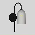 Modern Black Metal Wall Sconce With White Glass Shade And Soft Lighting Design