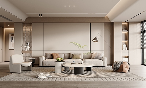 modern living room cream living room 3d model