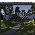 Modern Detached Villa With Sloped Roof Large Glass Windows Stone Path And Trees