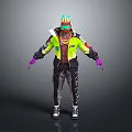 Fashionable Bright Colored Jacket Paired With Black Pants White Shoes And Green Glasses