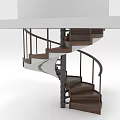 Modern Spiral Staircase Interior Design With Wooden Steps And Metal Railings