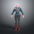 Detailed 3D Male Character Model With Blue Top Gray Pants And Red Boots