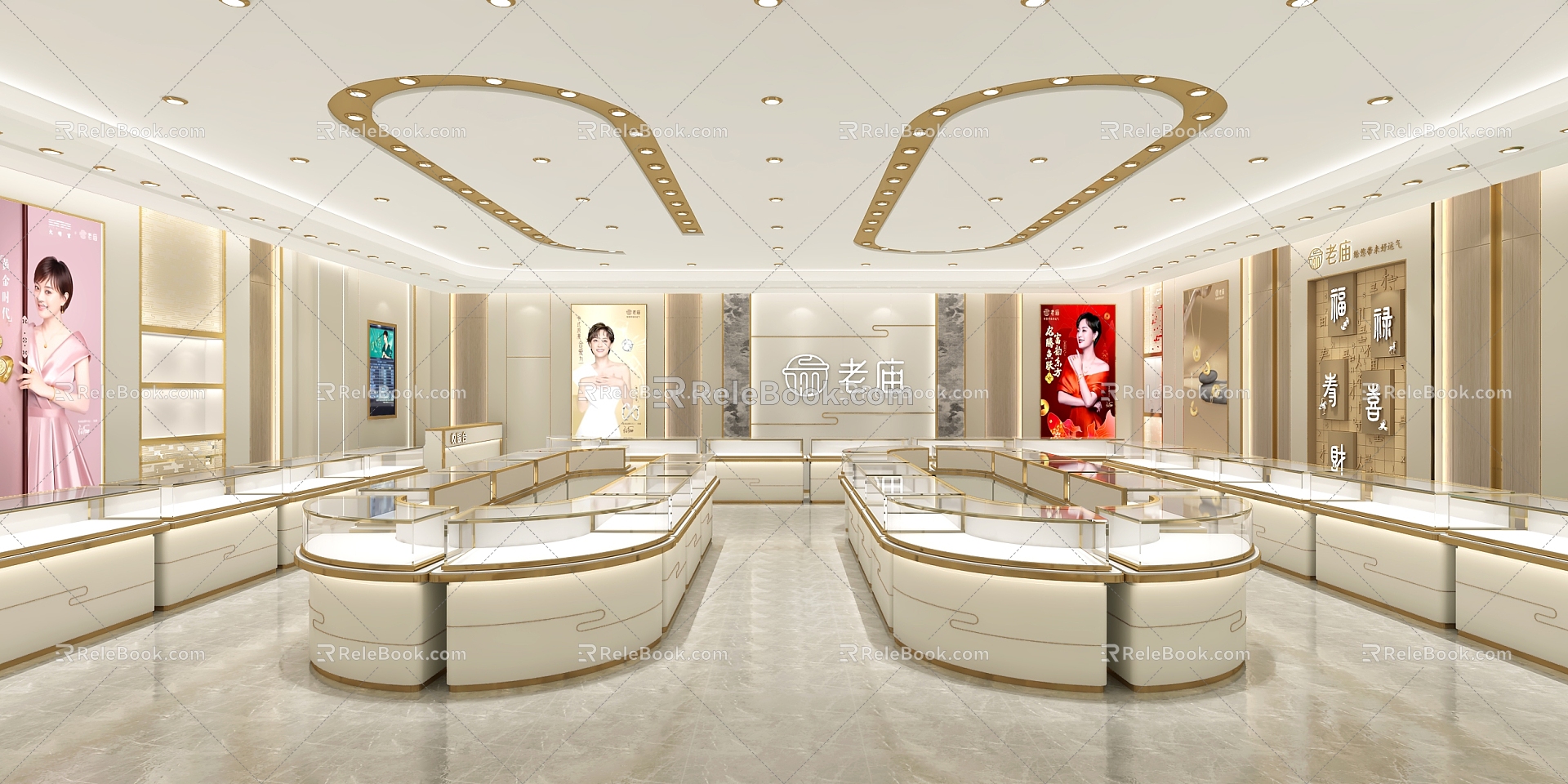 Old Temple Gold National Fashion New Chinese Style 3d model