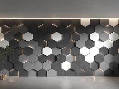 Modern Background Wall Decorative Wall Hexagonal Background Wall Honeycomb Background Wall Internet Celebrity TV Sofa Background Wall model