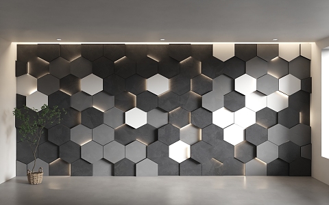 Modern Background Wall Decorative Wall Hexagonal Background Wall Honeycomb Background Wall Internet Celebrity TV Sofa Background Wall 3d model