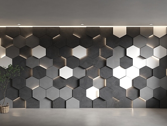 Modern Background Wall Decorative Wall Hexagonal Background Wall Honeycomb Background Wall Internet Celebrity TV Sofa Background Wall 3d model