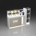 DAVCO Brand Display Counter With Various Bottles Jars And Transparent Shelves
