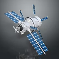 Space Station Satellite With Solar Panels And Orbital Module For Cosmic Exploration