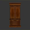 Elegant Traditional Wooden Cabinet Featuring Carved Details Double Doors and Bottom Drawers