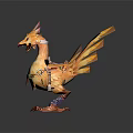 Golden Phoenix Game Character With Fiery Feathers And Armored Legs