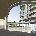 Modern High Rise Residential Towers With Swimming Pool And Greenery Under Blue Sky