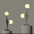 Modern Double Globe Table Lamp With Black Silver Stand For Serene Ambiance 3d model