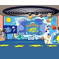 Kids Interactive Zone With Space Theme Astronaut Figurines Planet Decorations And Star Patterns 3d model