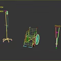 Metal Medical Assistive Devices Including IV Stand Wheelchair And Crutches