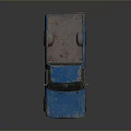 Worn Blue Pickup Truck with Rusty Body and Open Bed on Reflective Surface