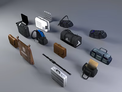 Various Luggage and Travel Bags Collection Including Hard Shell Suitcases Soft Duffels Backpacks and Briefcases 3d model