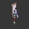 Decorative Fantasy Weapon With Intricate Patterns Pink Blue Green Gems And Tassel