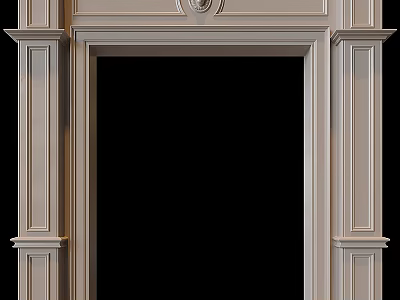 Elegant Ornate Classical Door Frame With Carved Details And Pillar Accents 3d model