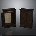Dark Wood Traditional Storage Cabinets With Two Units One Open Interior Hanging Rod Design