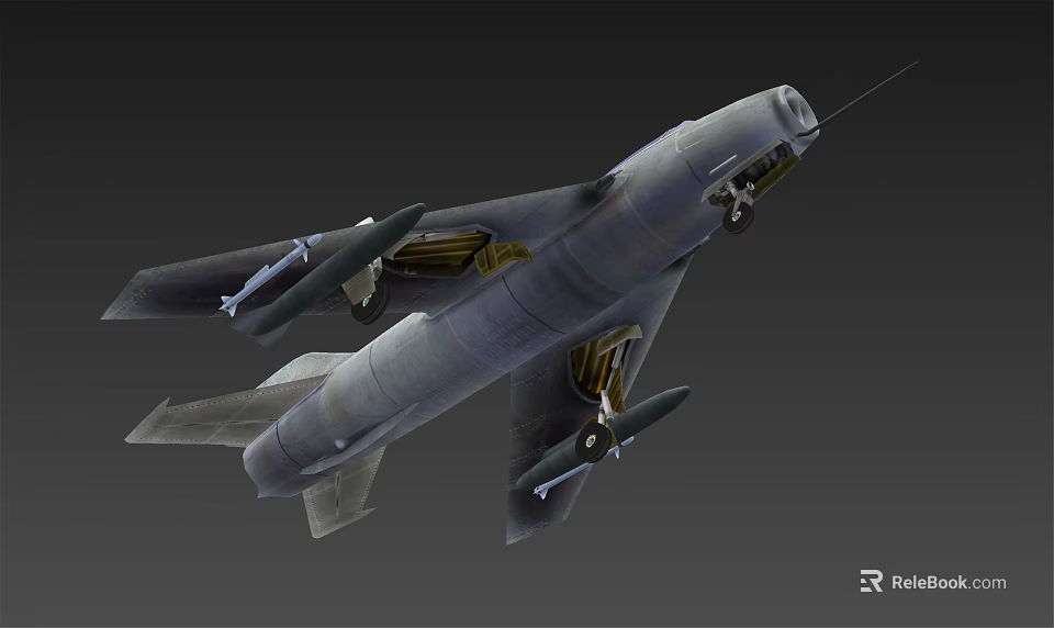 Gray Military Fighter Jet With Missiles And Detailed Cockpit 3d model 