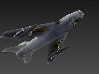 Gray Military Fighter Jet With Missiles And Detailed Cockpit 3d model