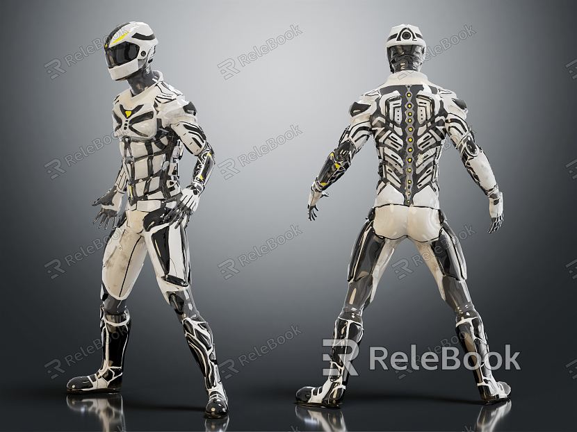 Modern game character sci-fi character space suit model