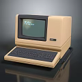 Vintage Electronic Computer Classic Beige Design With Retro Monitor And Built-in Keyboard