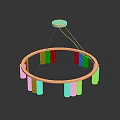 Modern Round Wooden Hanging Furniture With Vertical Slats And Circular Frame