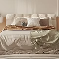 Elegant Bedroom Interior With Soft Bedding Bookshelves Dressing Table And Round Rug