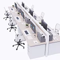 Modern Office Desks With Partition Computer Monitors Office Chairs And Potted Plants