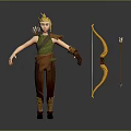 Game Movie Character Blonde Hair Green Top Brown Pants With Yellow Bow Arrows And Quiver