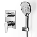 Modern Chrome Shower System With Rain Head Handheld Sprayer And Control Valves 3d model
