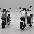 Modern Electric Motorcycles With Silver And White Body Rear View Mirrors And Taillights