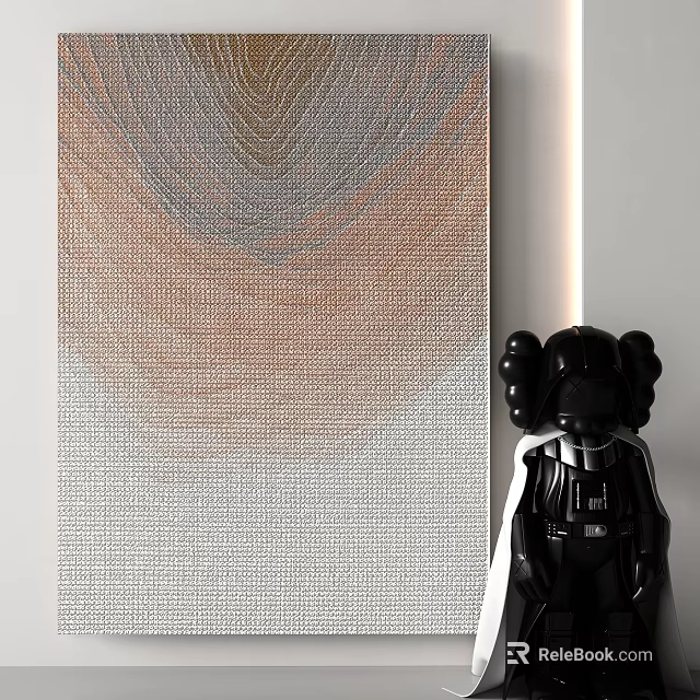 Square Rug With Gradient Colors Textured Weave And Figurine 3d model