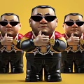 Cartoon Character Decorative Ornament Set With Sunglasses Thumbs Up Red Black Outfit And Yellow Background