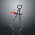 Mechanical Metal Clamp With Spiked Jaws Ring Handle And Red Components
