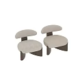 Modern Single Chair With Beige Fabric Seat And Dark Brown Wooden Frame
