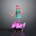 Pink Haired Girl In Green Dress With Flower Shaped Wand And Purple Petal Base