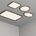 Multiple Ceiling Lights With Wooden Frames And White Surfaces In Various Shapes For Indoor Use 3d model