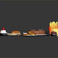 Assorted Delicious Foods Collection Featuring Cakes Burgers Fries Desserts And Snacks