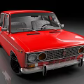 Classic Red Sedan Exterior With Shiny Finish And Black Wheels Chrome Grille