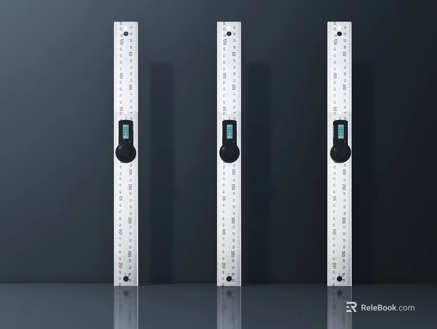 Three Silver Long Strip Industrial Spirit Levels with Measurement Scales and Bubble Level Indicators 3d model 
