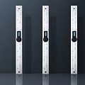 Three Silver Long Strip Industrial Spirit Levels with Measurement Scales and Bubble Level Indicators
